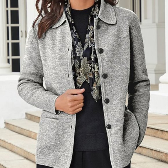 Udear Jackets & Blazers - Light Gray Pocket Button-Up Jacket